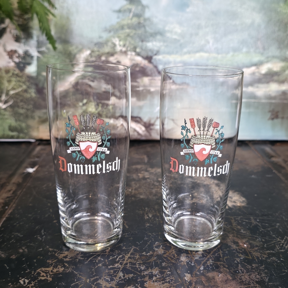 Set of 2 Vintage Dommelsch Beer Glasses Anno 1744 Dutch Brewery Barware